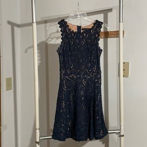 City Studio Blue Sleeveless Lace Dress Junior Size 1
